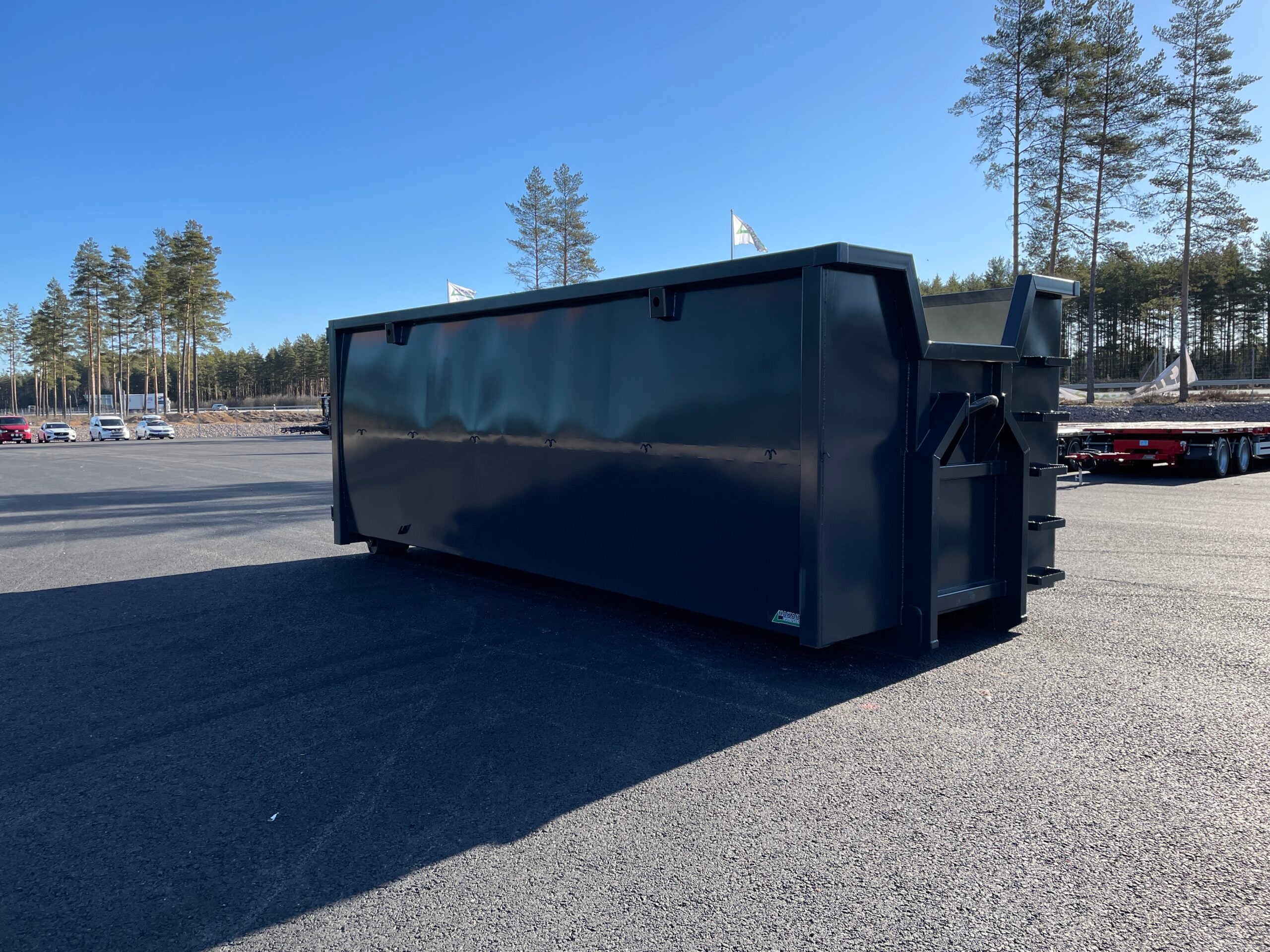 30m3 container med skuren framstam för kran