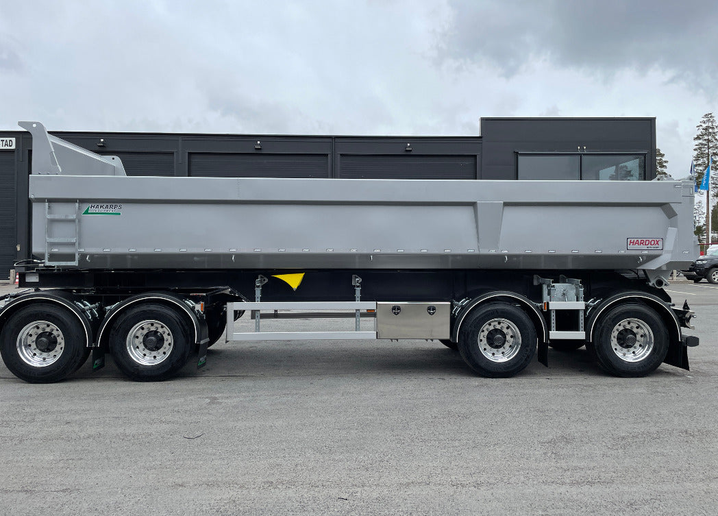 38 tons dumpervagn med skjutbar dragstång och singelhjul