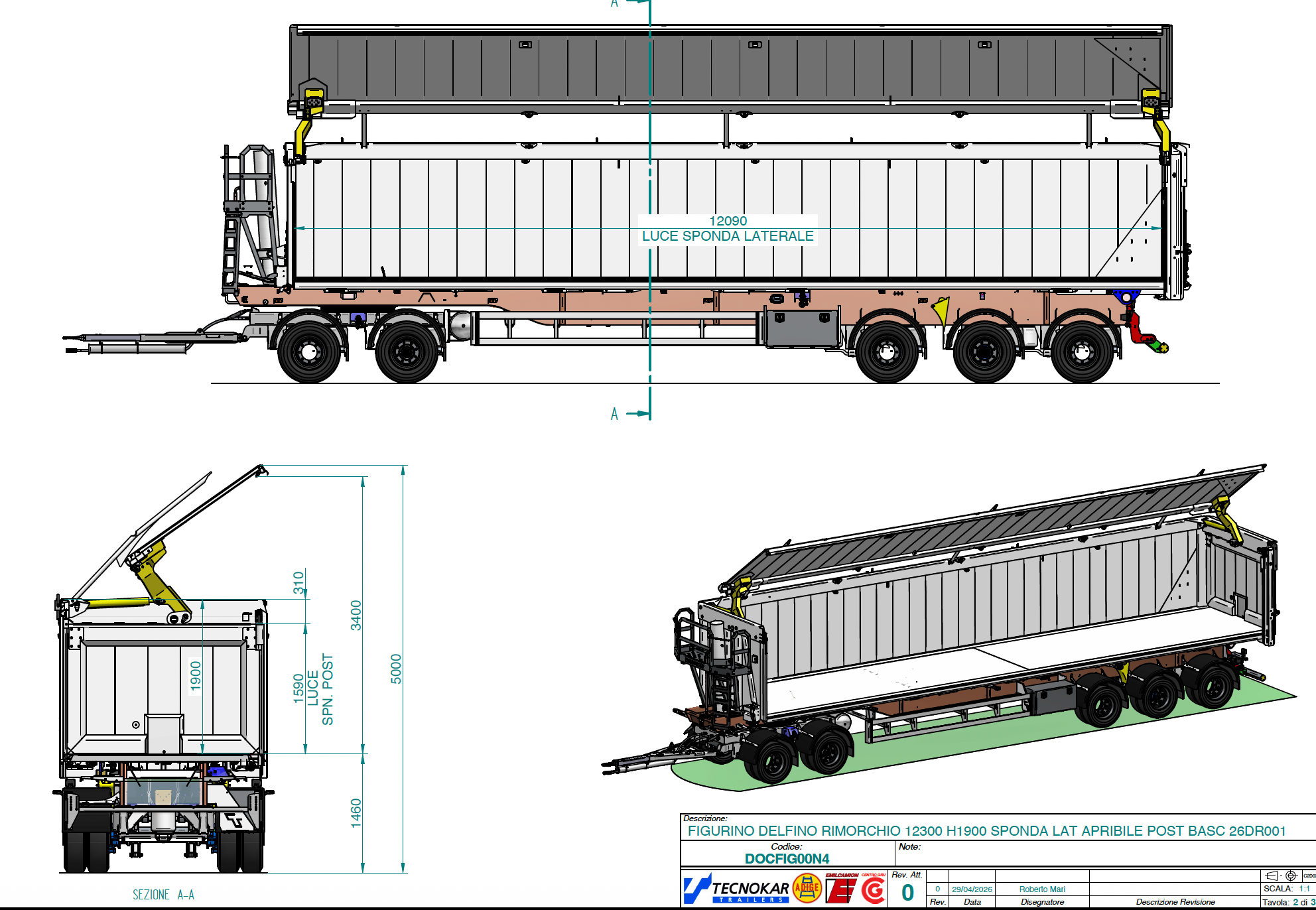 5 axlad 42 tons aluminium vagn 56m3 med öppningsbar sida