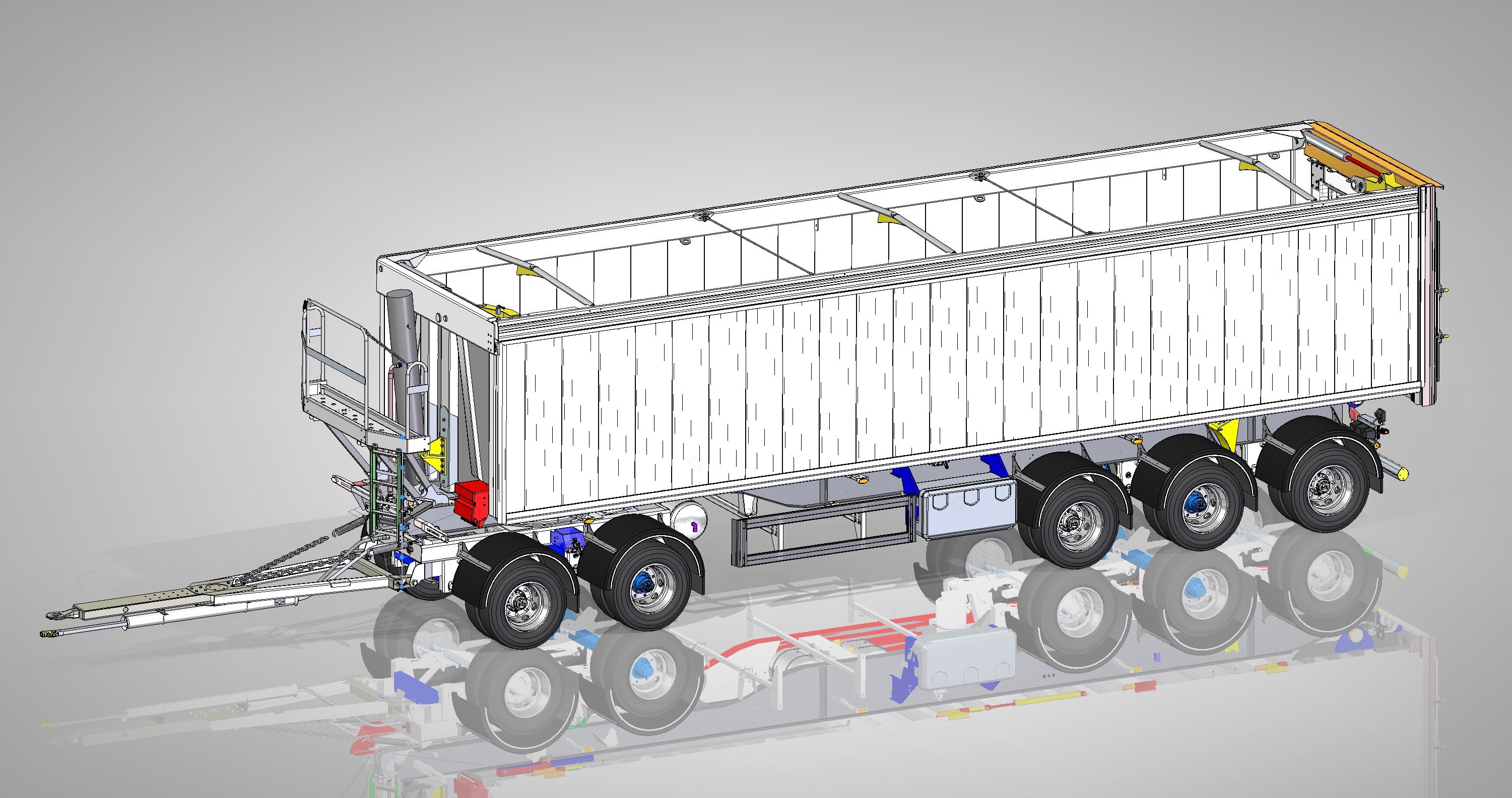 5 axlad 42 tons tippvagn med aluminiumflak och öppningsbar sida