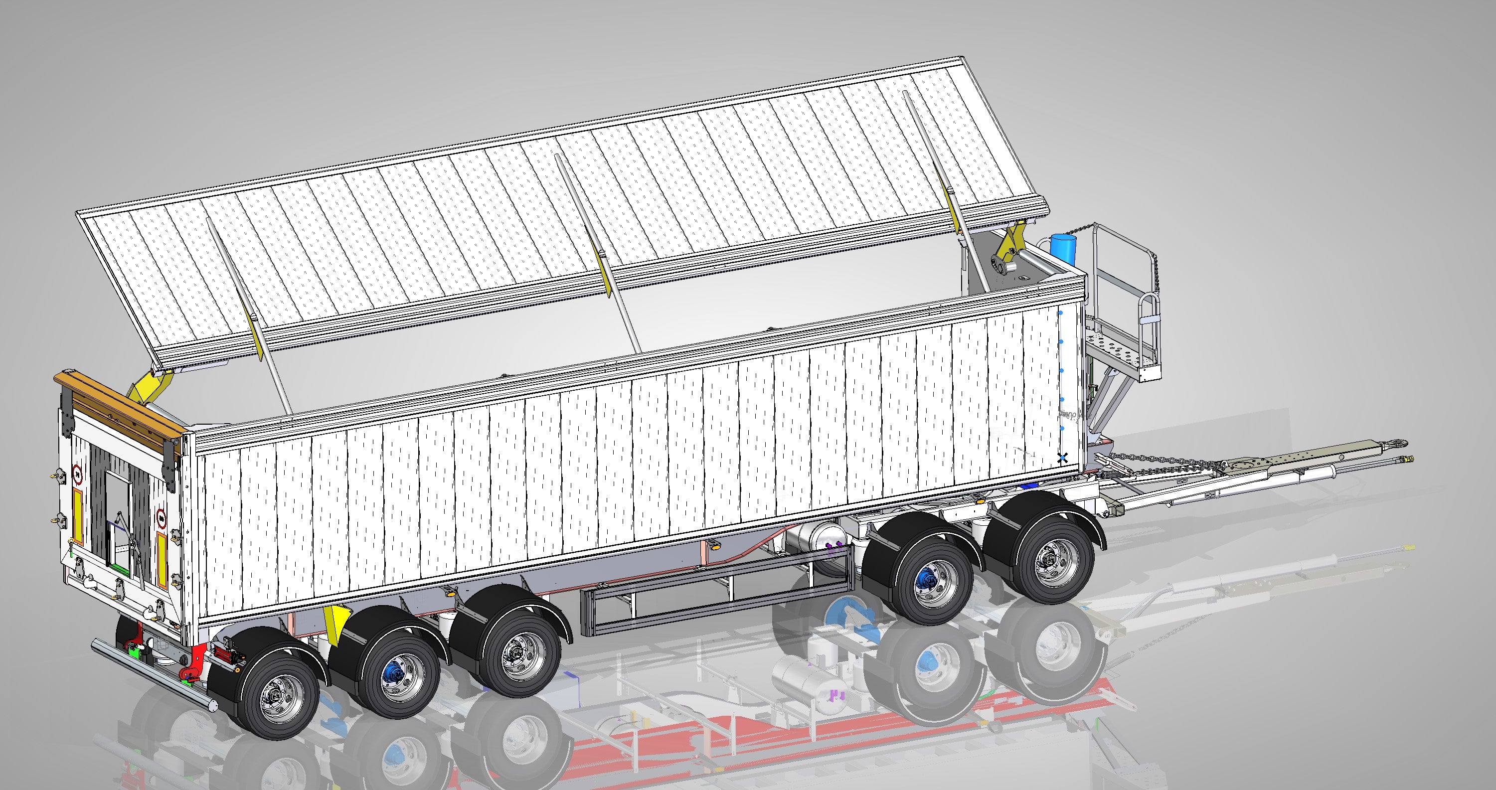 5 axlad 42 tons tippvagn med aluminiumflak och öppningsbar sida