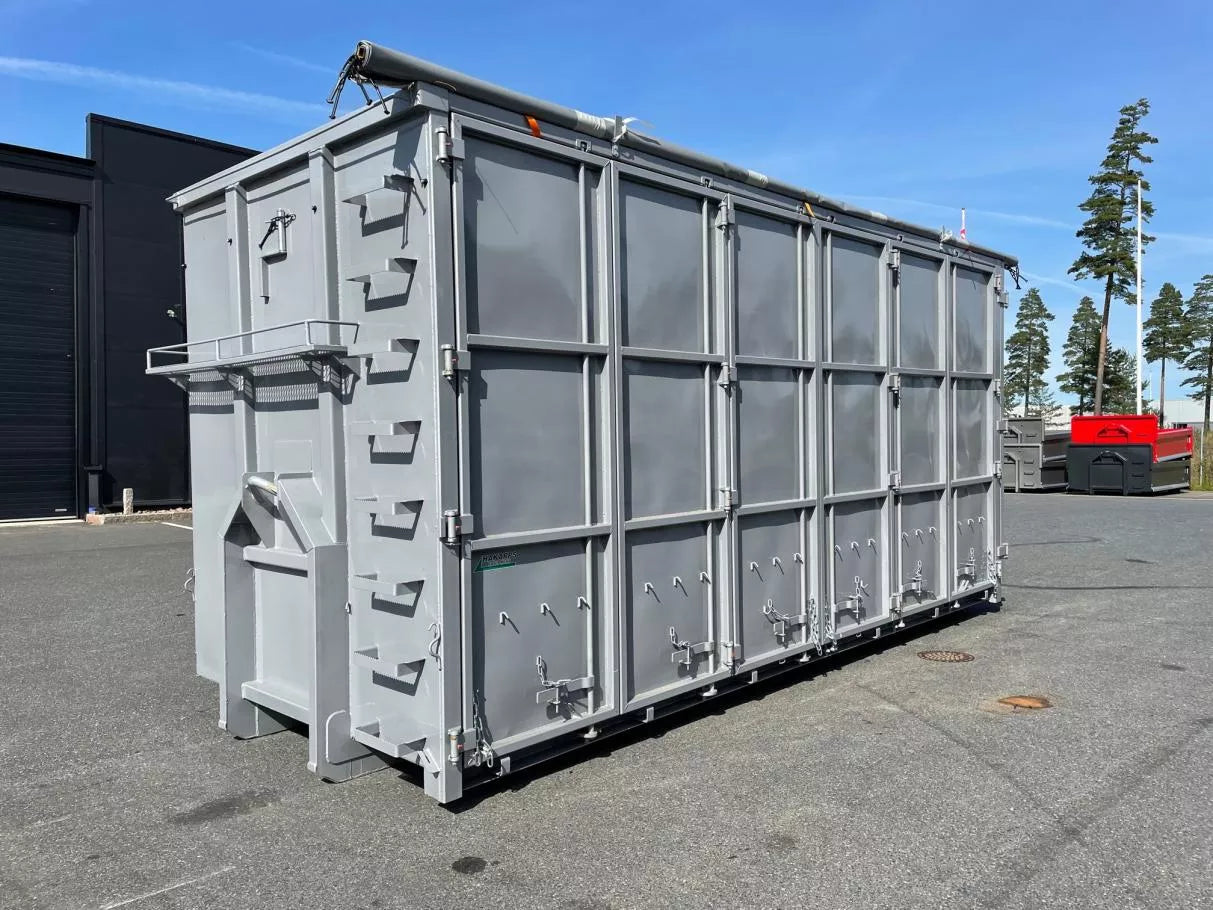 40m3 container med öppningsbar sida + kapell