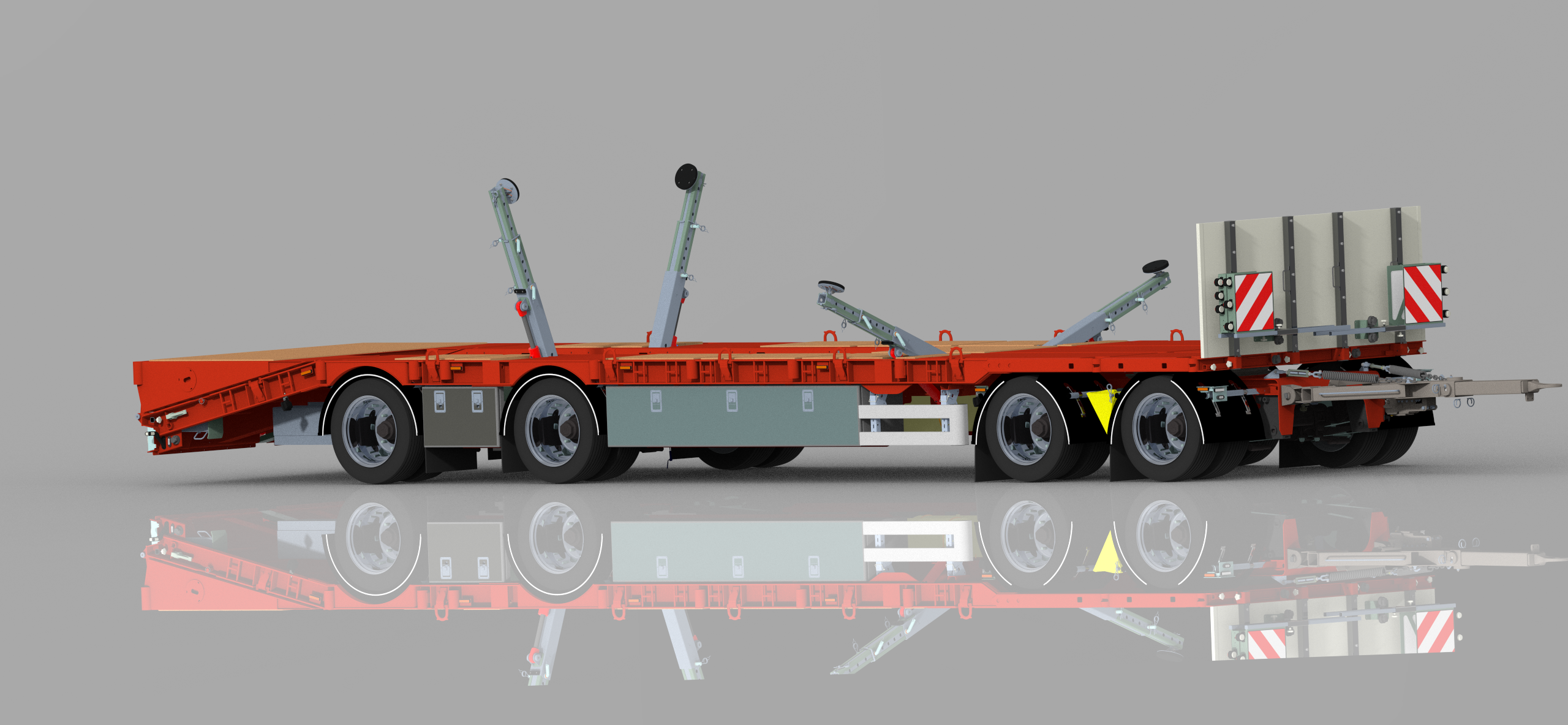4 axlad 38 tons bodvagn, 10.500mm flakyta hydrauliska båtstöttor
