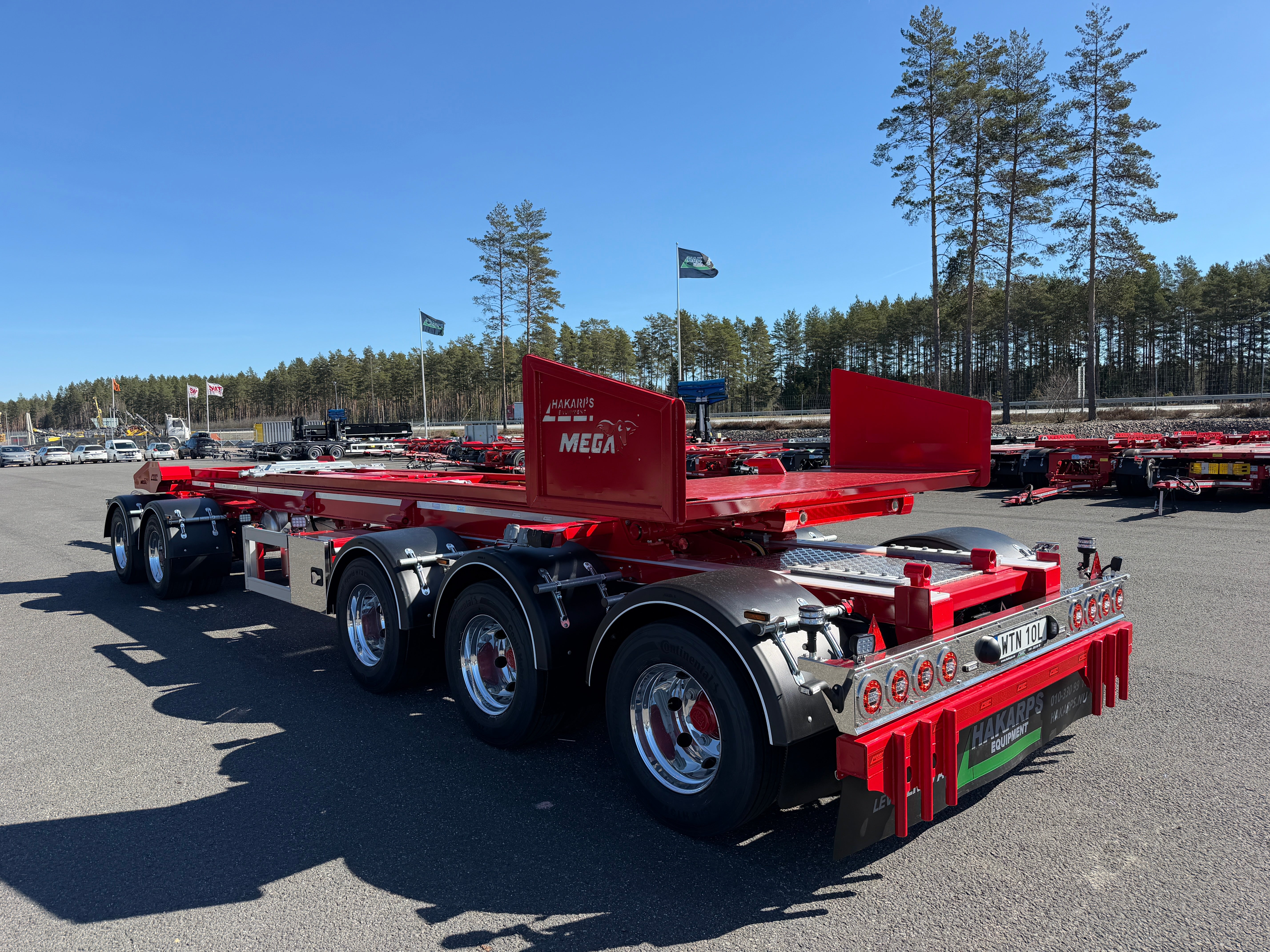 5 axlad 42 tons lastväxlarvagn med tipp, skjutbar boggie och flak
